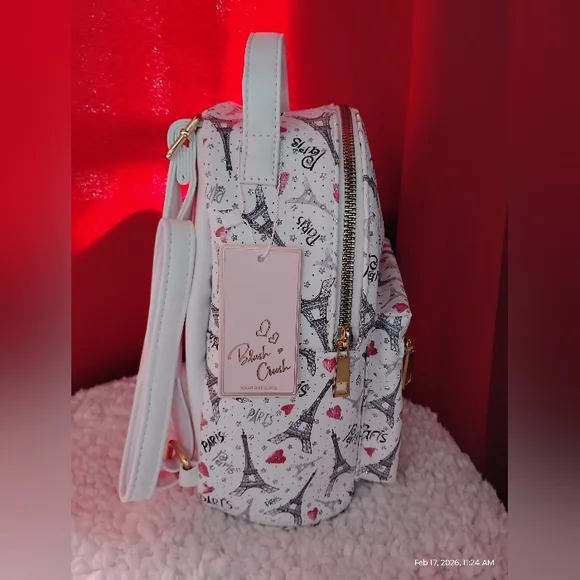 VEGAN LEATHER PARIS DESIGN MINI BACKPACK - Picture 2 of 11